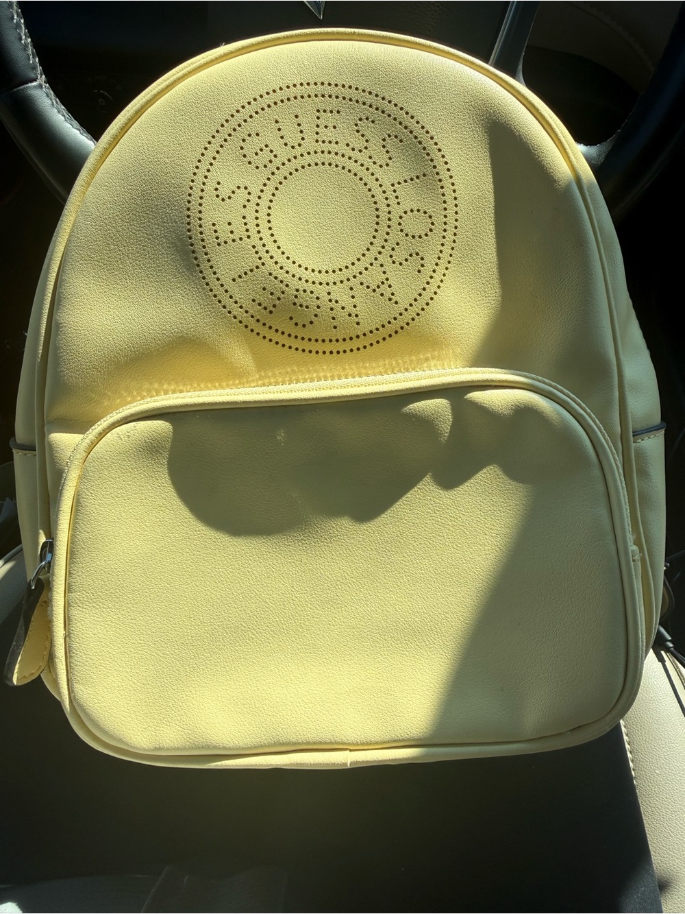 Guess Yellow Perforated Logo Mini Backpack